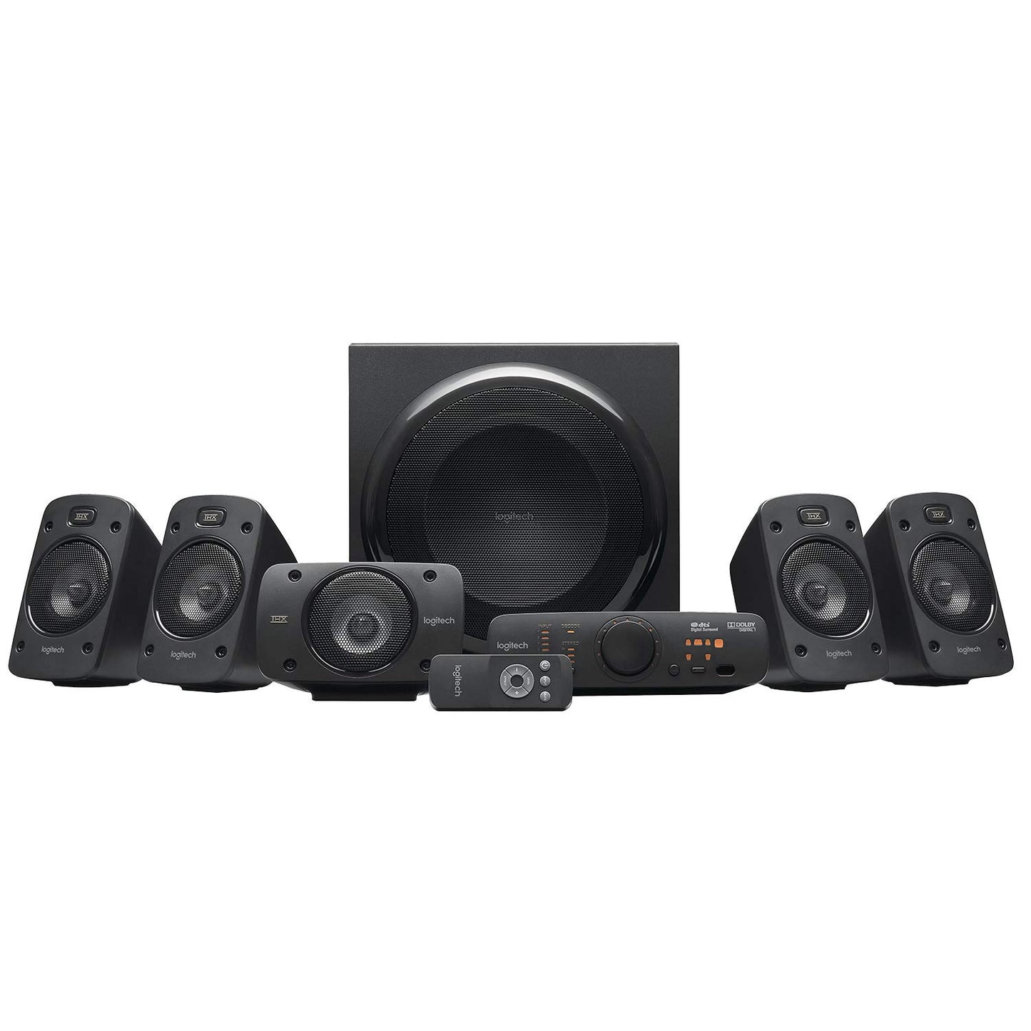 Logitech Z906 5.1 Sound System, speakers with 1000 watts surround sound, THX, multiple audio inputs, remote control, EU plug, compatible with PC/PS4/Xbox/stereo system/TV/smartphone/tablet - Black