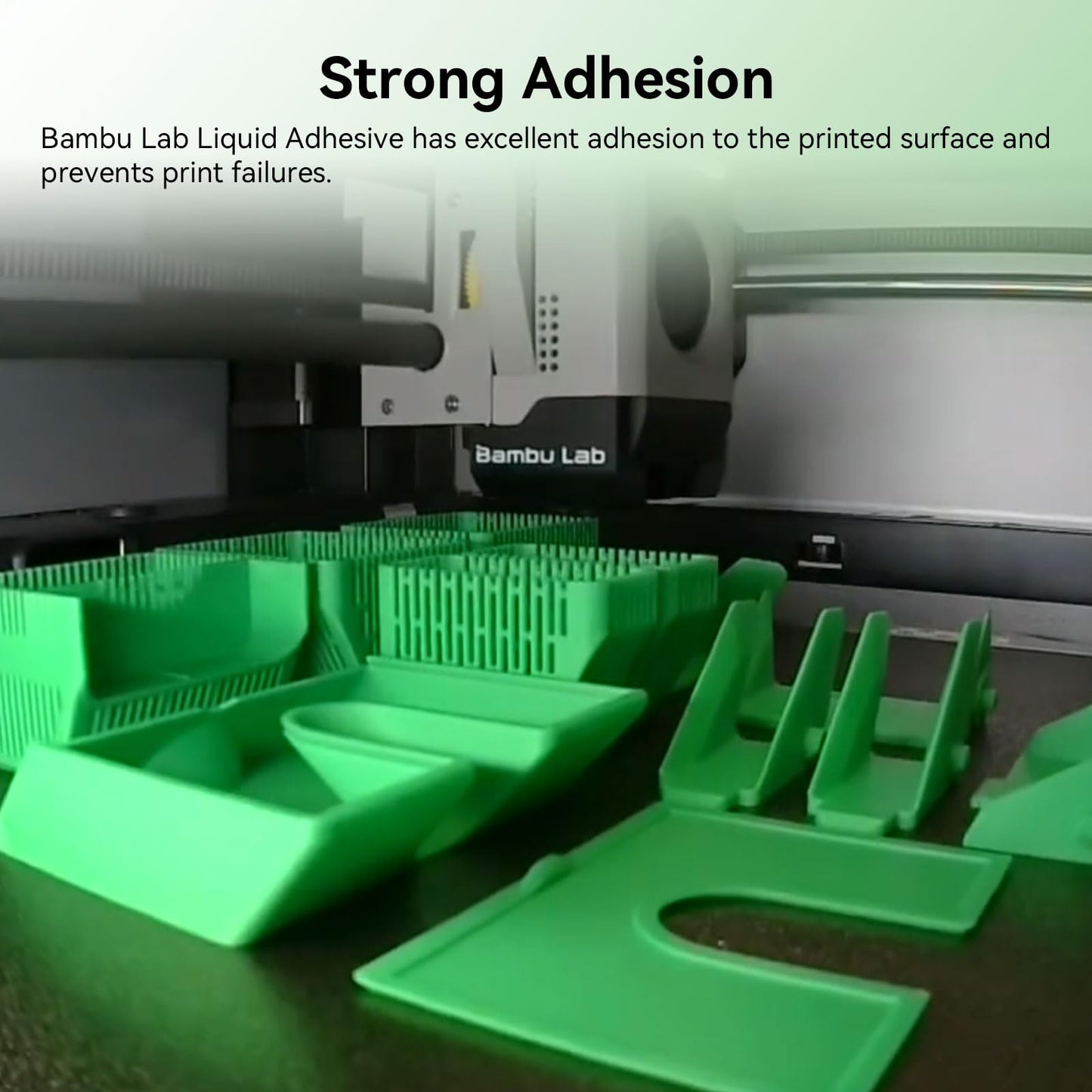 3D printer build plate adhesive compatible with Bambulab A1/A1 Mini/P1/X1 3D printers. Strong adhesive for heatbed PEI steel plate. Adheres PLA/ABS/PETG/PC/PA/TPU filaments. 60ML.