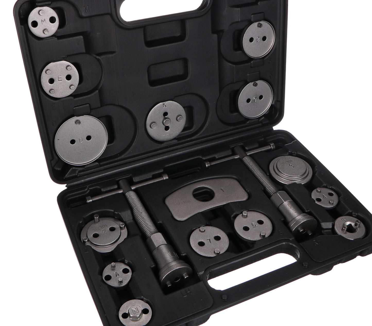 SIXTOL Mechanical Brake Set Black 18 | Brake Piston Reset Tool Set | 18 pieces | Rotate and compress | Disc Brake Tool | Adapters for various vehicle models | Tool case