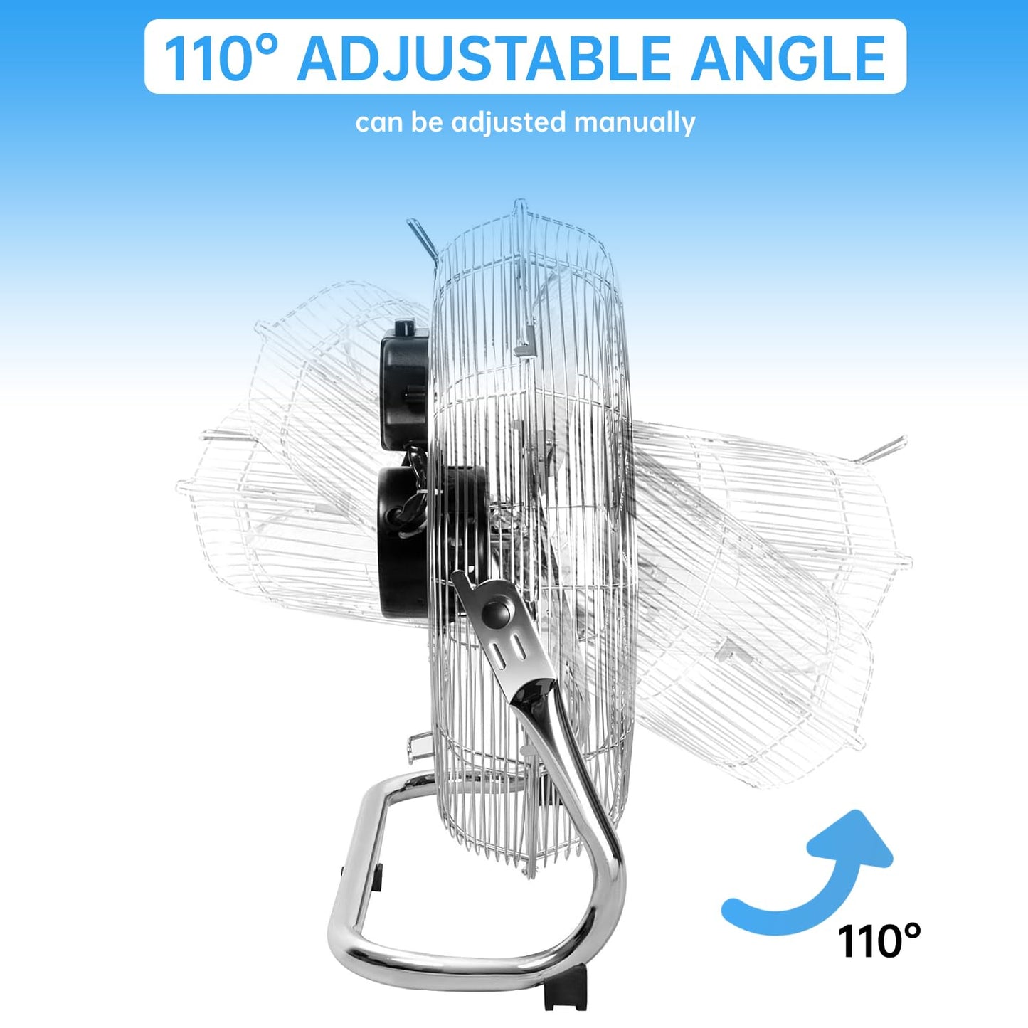 OZAVO pedestal fan, wind machine ⌀45 cm with 3 speeds, floor fan power, table fan metal, air cooler, adjustable tilt angle, 80 W.