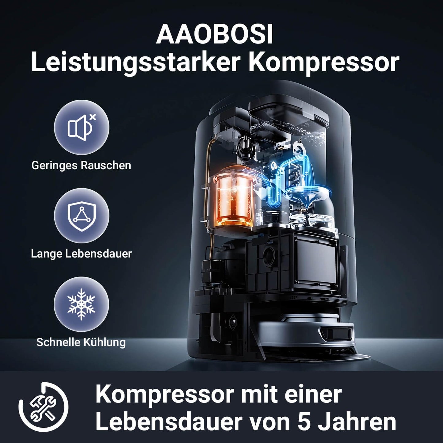 AAOBOSI compressor cooler 15 liters, car cooler -15℃~20℃, electric cooler 12/24V for car, truck, boat, RV, and socket.
