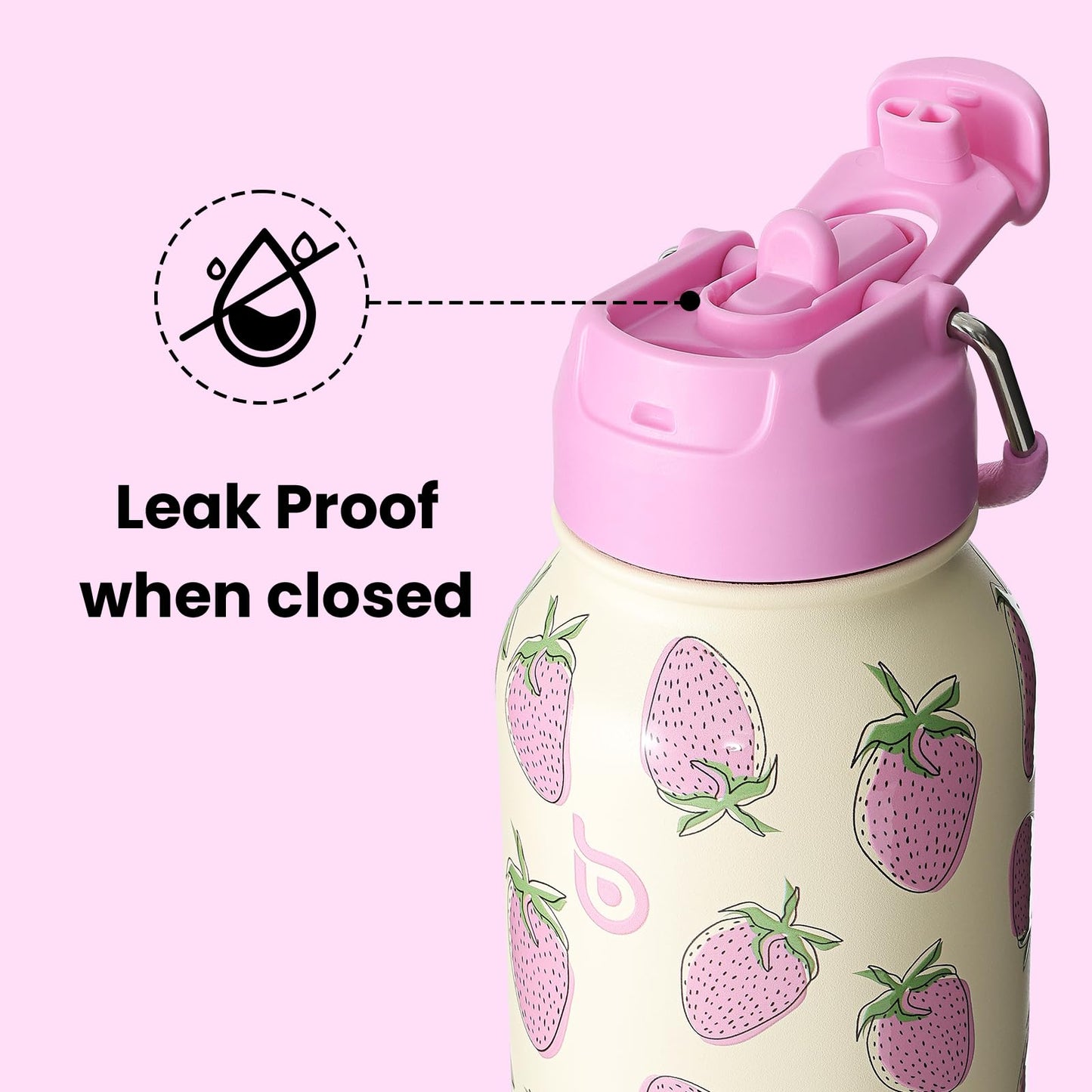 bottlebottle BOTTLE BOTTLE Stainless Steel Water Bottle 1L with Straw - Leakproof Insulated Bottle for Sports & Gym, with Pill Compartment, BPA-free, double-walled (Sweet Berry)