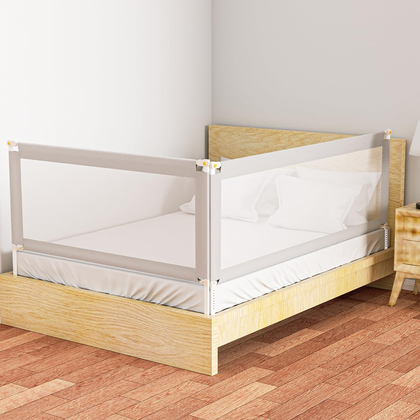Daromigo 180 cm bed rail, foldable bed guardrail, adjustable height 68-95cm, baby bed guardrail for parents' beds and children's beds.
