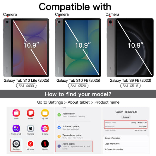 JETech case for Samsung Galaxy Tab S9 FE 10.9 inch with S Pen holder, slim folio stand tablet case, multi-angle viewing (black)