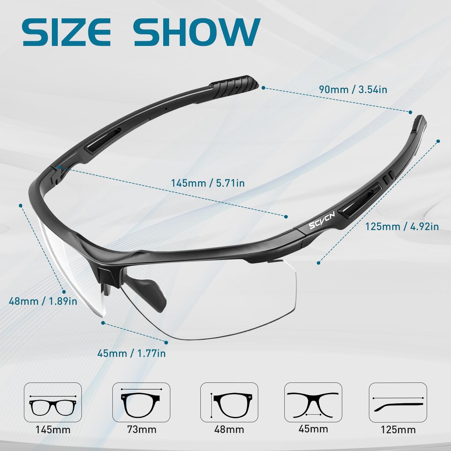 SCVCN Photochromic Self-tinting Cycling Glasses Men Women Sports Sunglasses Clear Cycling MTB Glasses Running Volleyball Tennis Driving Fishing Softball Mountain Climbing Golf Hiking 04