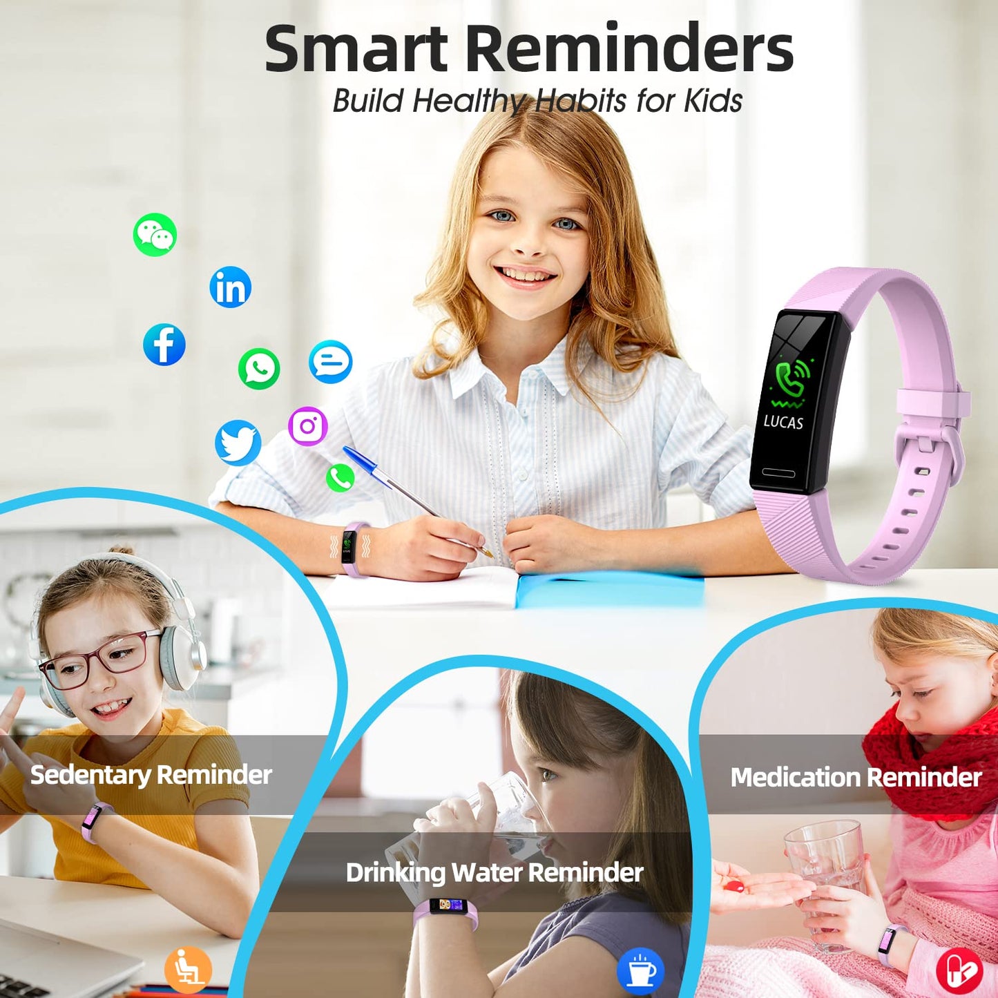 Kids' fitness tracker watch, IP68 waterproof activity tracker, heart rate sleep monitor, 11 sports modes calorie counter, pedometer with alarm, great gift for boys, girls, teenagers