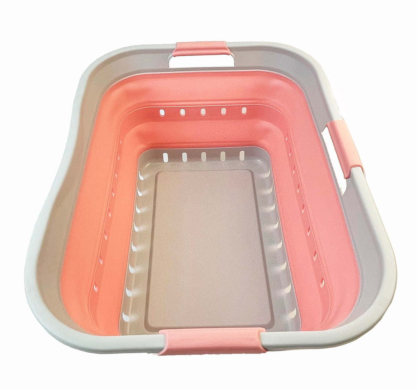 SAMMART 42L Plastic Foldable Laundry Basket - Foldable Pop-Up Storage Container/Organizer - Portable laundry hamper - space-saving (1, Gray/Quartz Pink)