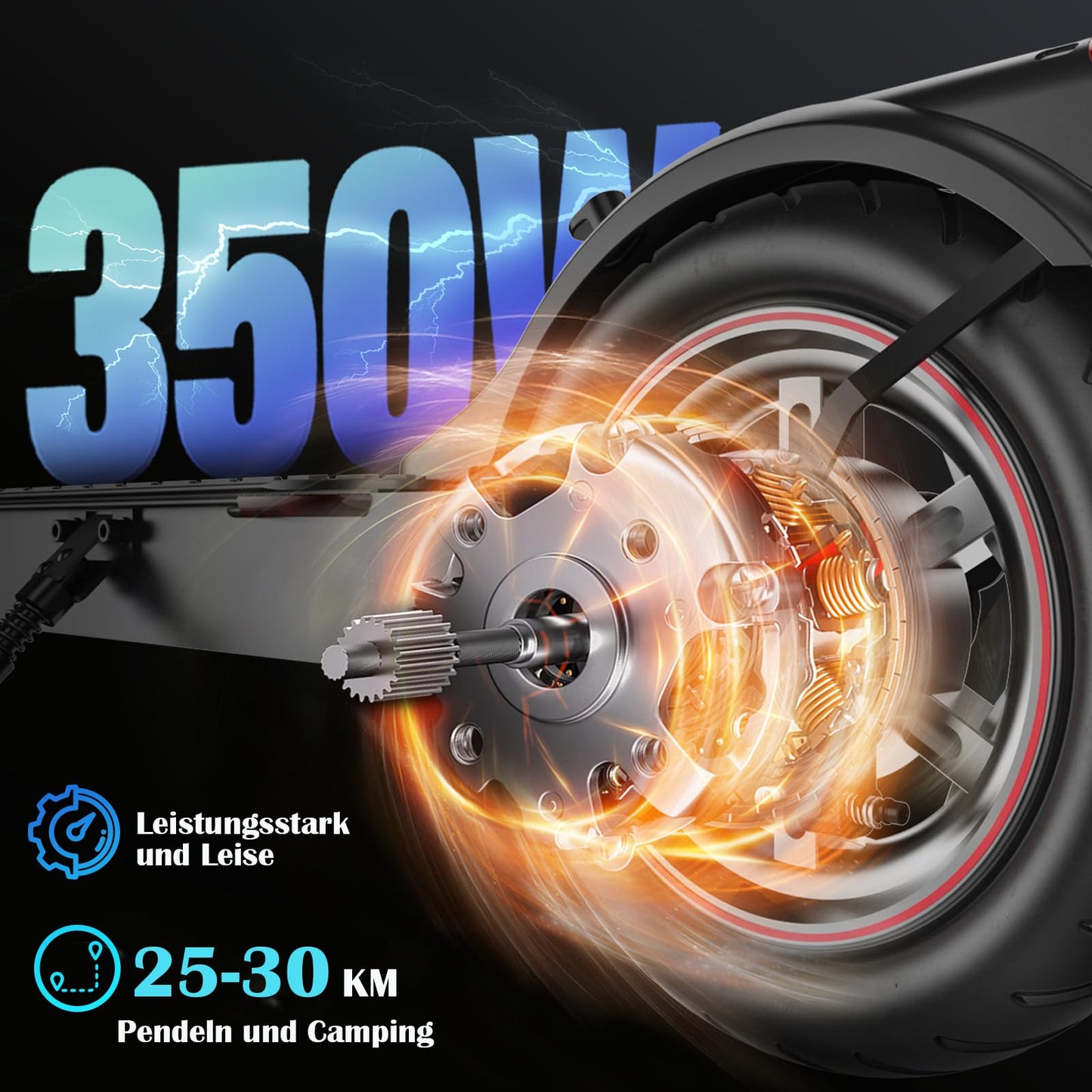 Street-legal E scooter, ABE electric scooter with load capacity up to 120kg, 30km range, LED lights, 20km/h max speed, 350W motor, 8.5 inch honeycomb tires, dual braking system. Adult electric scooter.