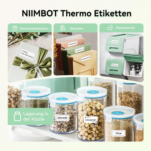 NIIMBOT Adhesive Labels, 12 x 75mm Thermal Label Tape, Compatible with D110 D11 D101 Label Printer, 6 Rolls