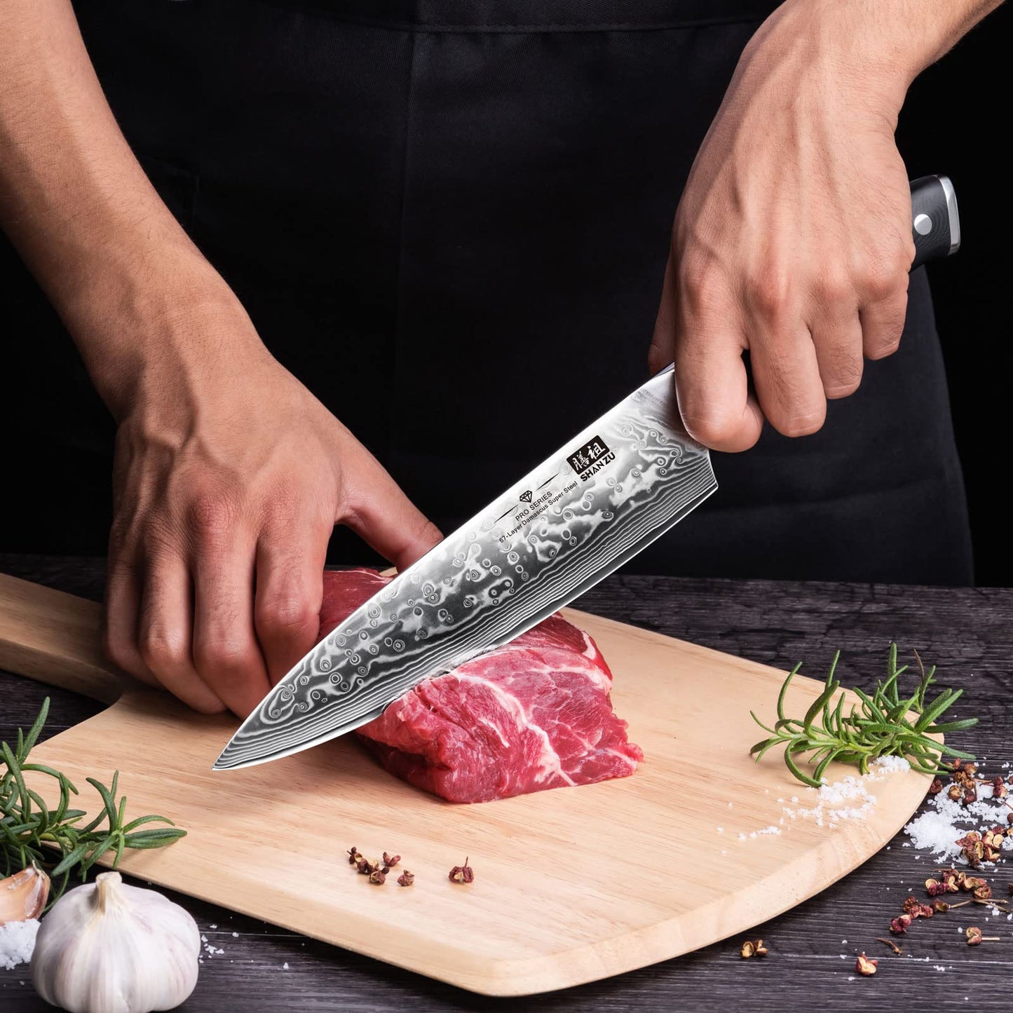 SHAN ZU Damascus Knife Chef Knife 67 Layers Damascus Steel Kitchen Knife with G10 Handle 20CM - PRO Series