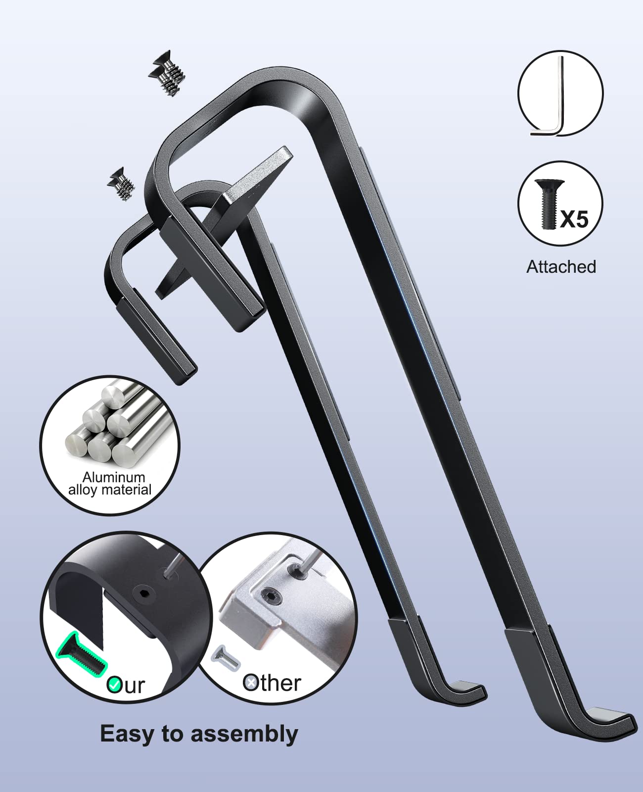 Soqool Laptop Stand, Ergonomic Laptop Holder for Desk, Aluminum Notebook Stand with Ventilation, Compatible with MacBook Air/Pro, Lenovo, Huawei, Acer, Dell, HP (10-17 inches)
