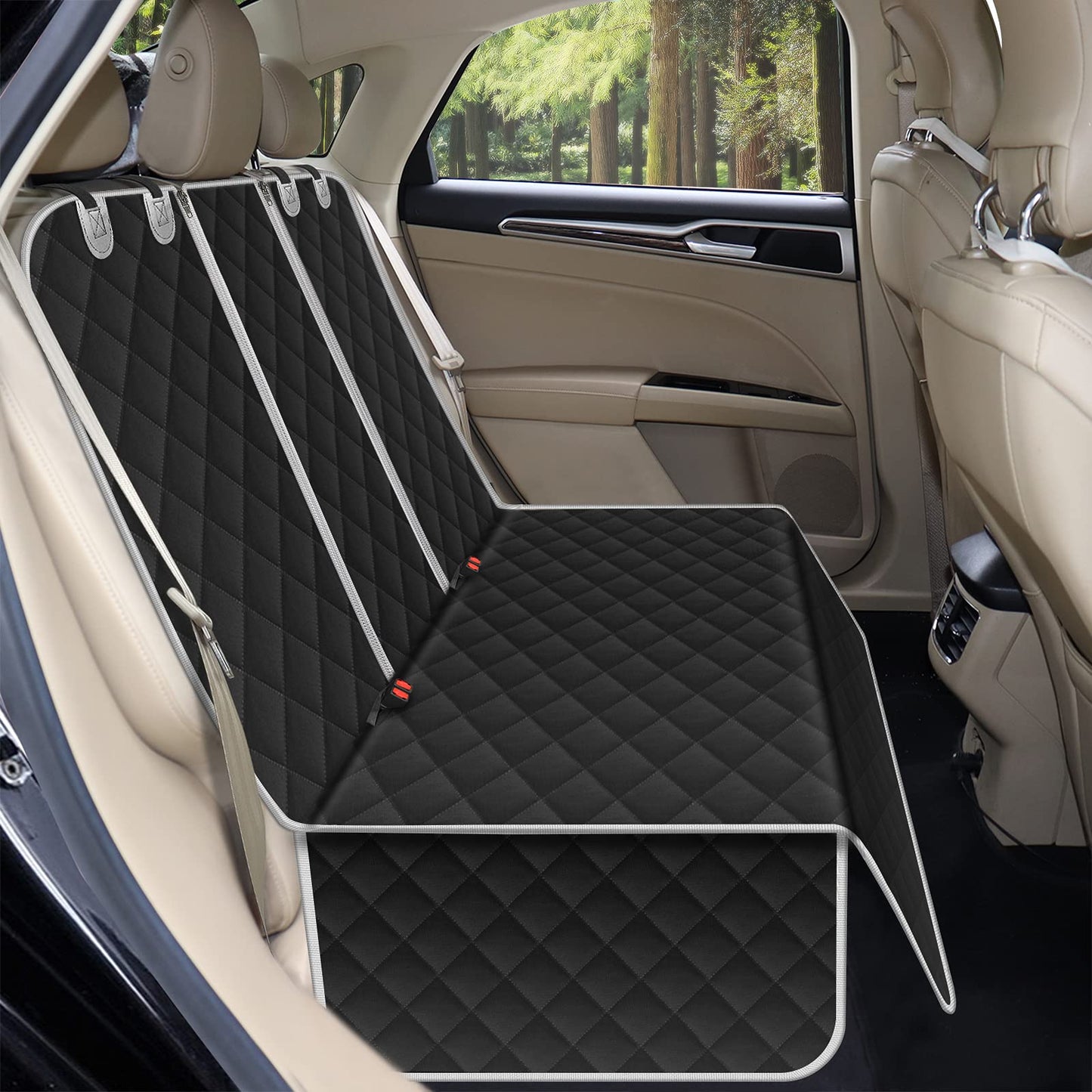 Alfheim dog car seat cover, waterproof and non-slip back seat cover, scratch-resistant and washable dog car seat cover protection universal for trucks, SUVs (black)