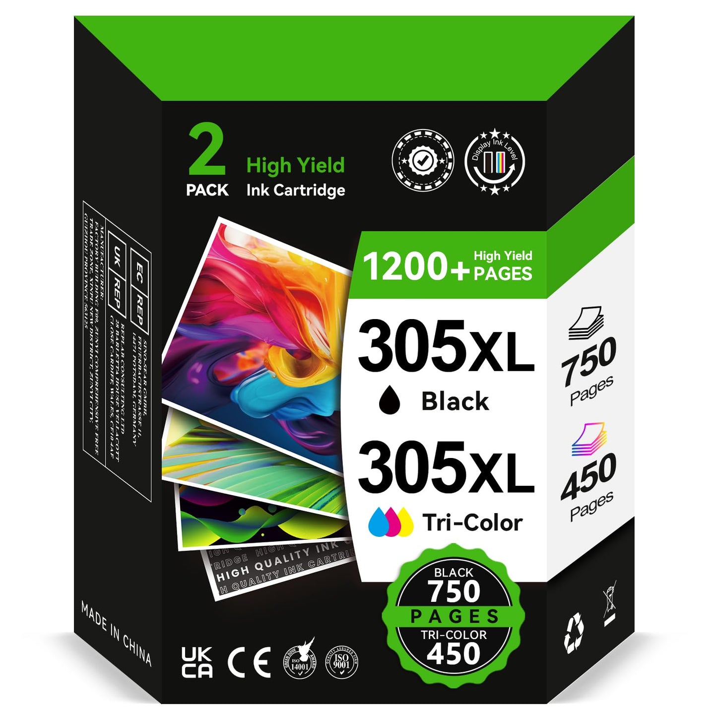 305 XL ink cartridges, Compatible with Original HP 305 ink cartridges, 305 XL Black/Color | 750/450+ pages for HP DeskJet 2820e 2800e 2810e 2700 2710e Plus 4100 4120 Envy 6000 6020e