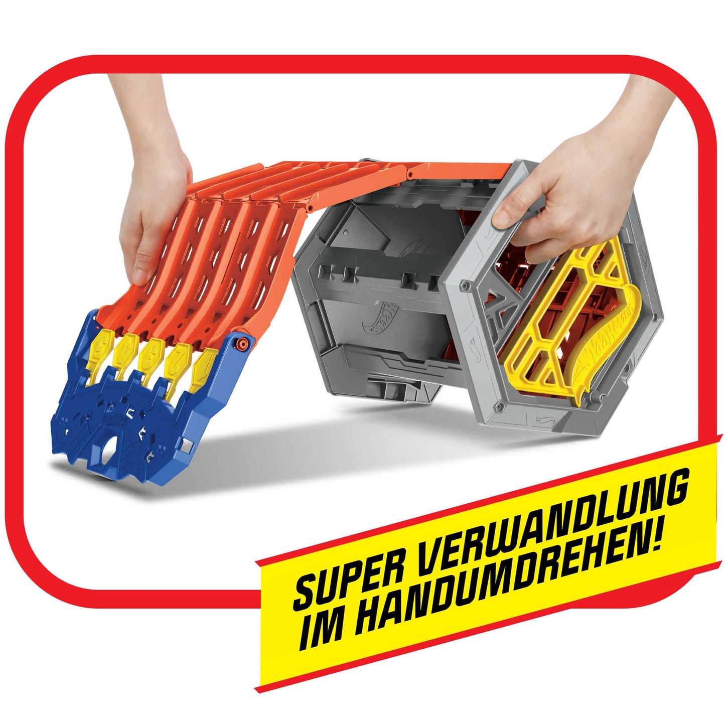 Hot Wheels HGK41 - Rollout Raceway Trackset, turns into a five-lane raceway, storage container, toy race track for kids 4+ years old.