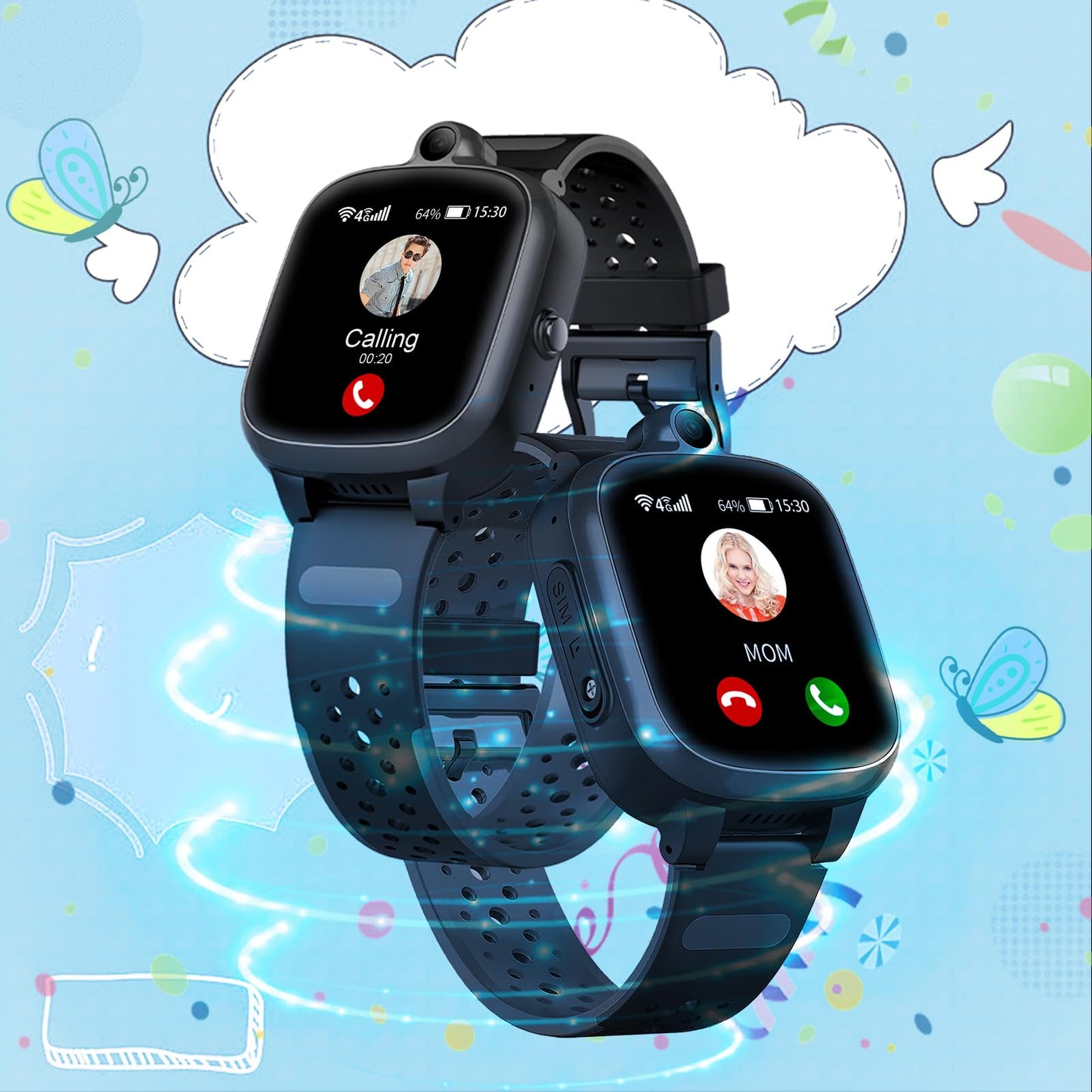4G kids smartwatch with GPS and phone, touchscreen smart watch for kids with WiFi, video calling, camera, SOS, school mode, gift for boys and girls. Multimedia smartwatches.