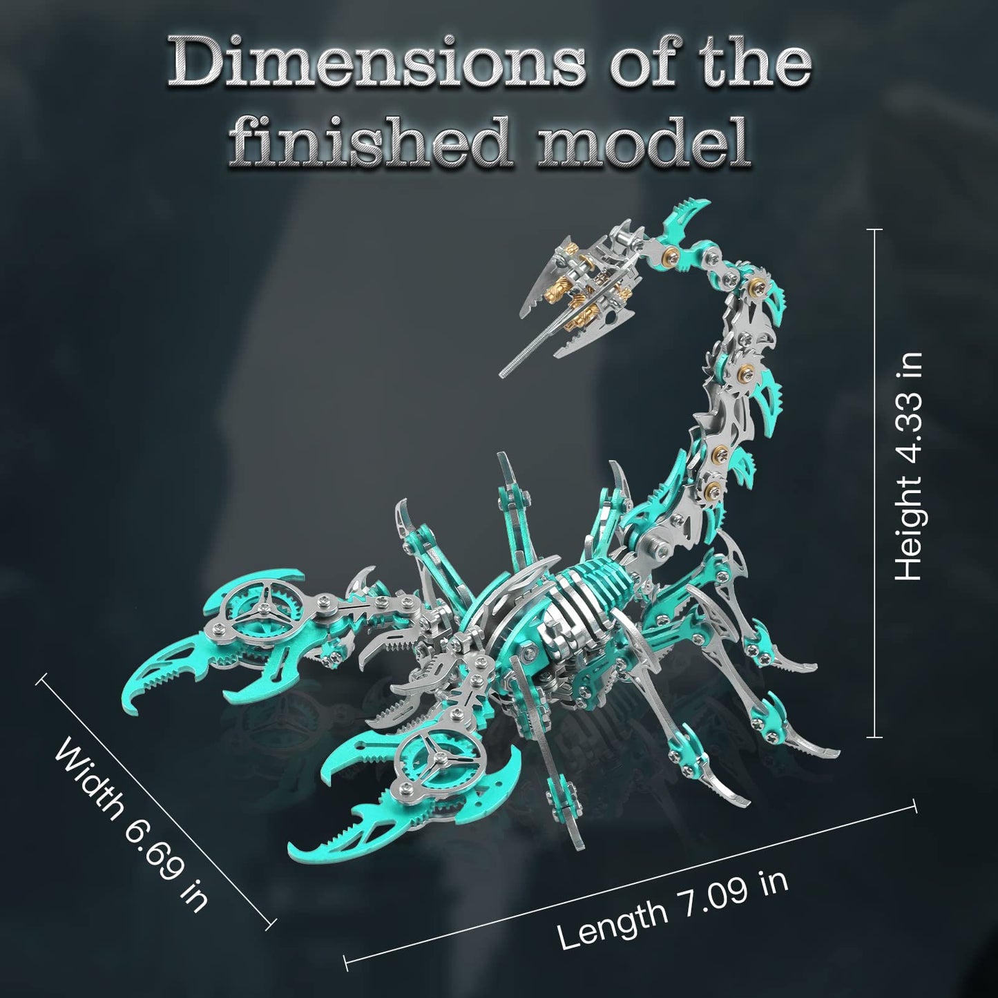 Metallic Scorpion 3D Metal Puzzle Kits for Adults Teens - 454 Pieces - Mechanical Assembly Models - 4 Hours Build Decorations (Green)
