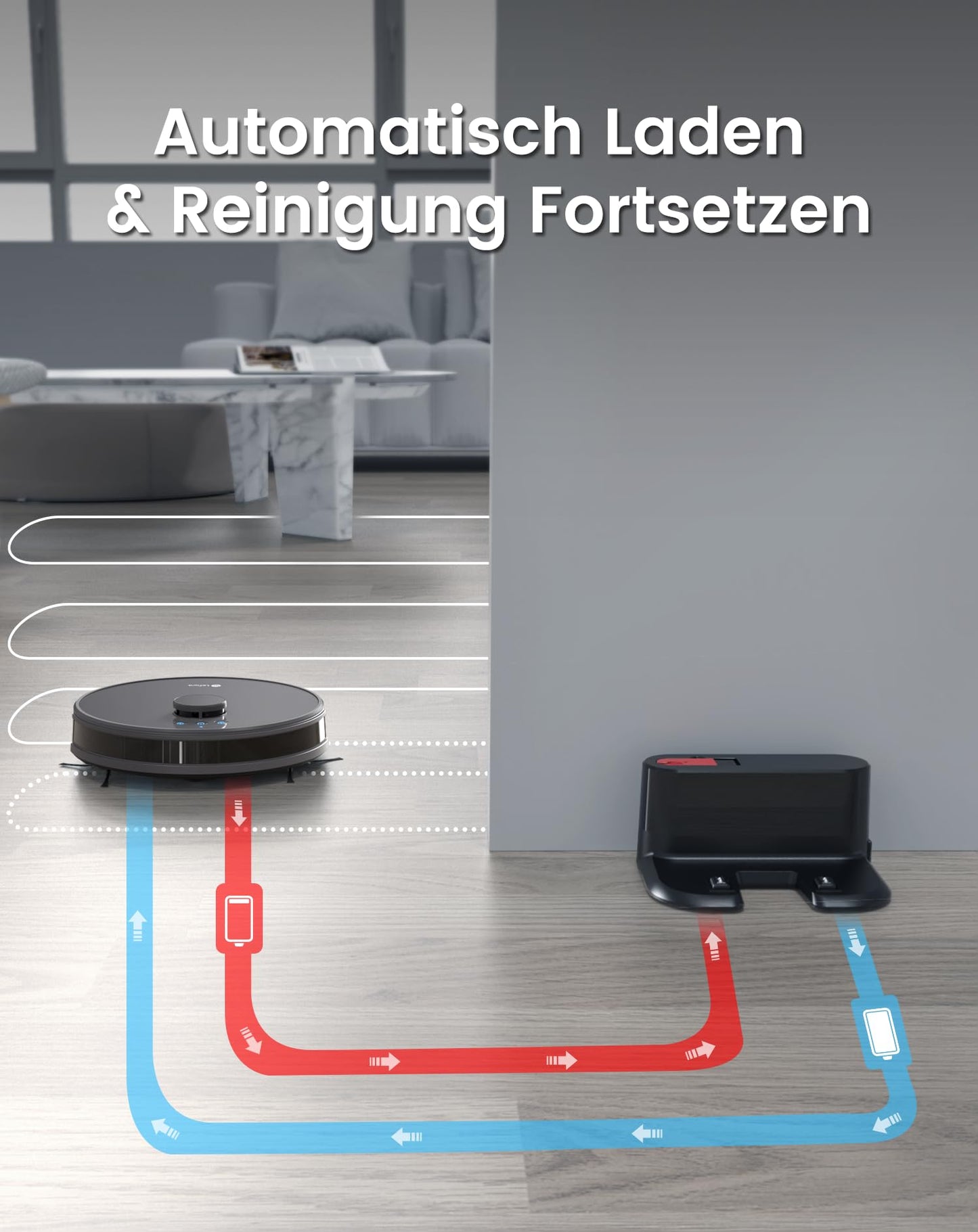 LEFANT robot vacuum with mopping function, 5500Pa suction power, 200min runtime, multi-floor mapping, with No-Go zones, ideal for pet hair, carpets, and hard floors.