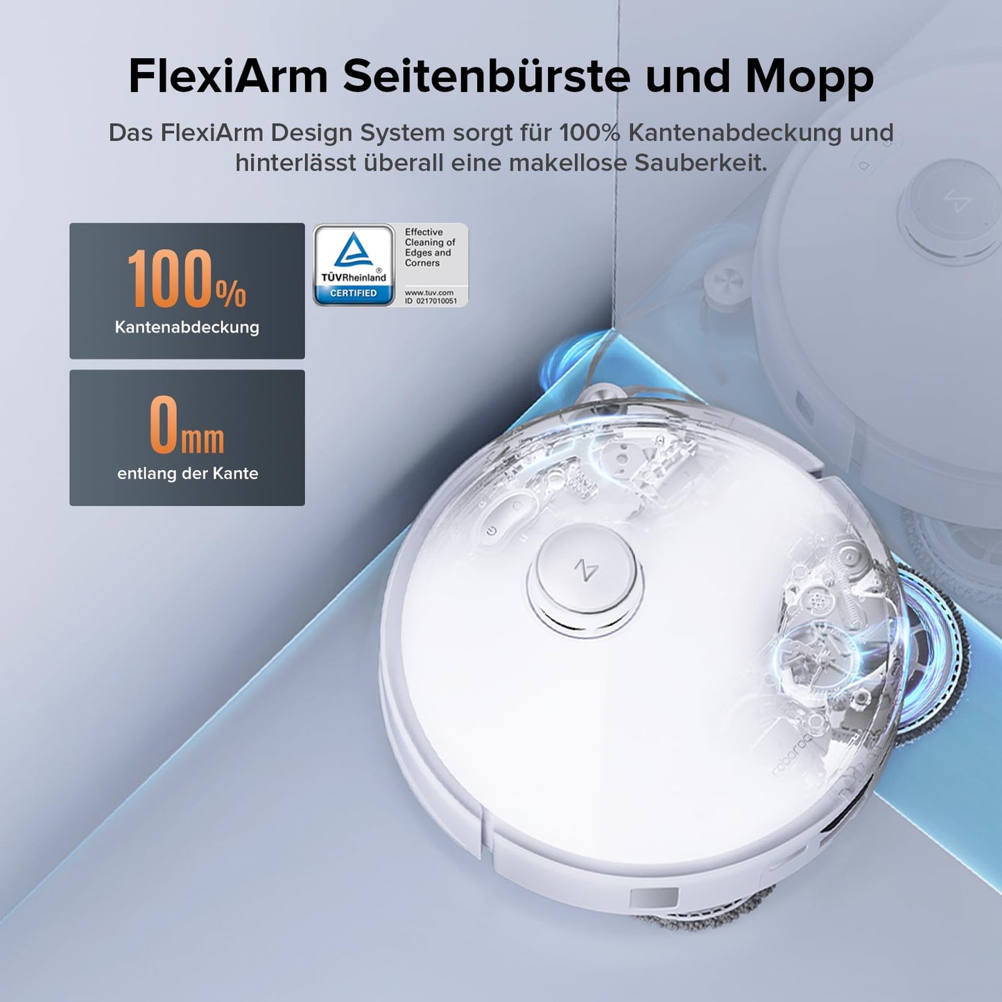 Roborock Qrevo Edge S5A robot vacuum with mopping function, Dual Anti-Tangle System, 18,500Pa suction power, FlexiArm Design for edge cleaning, lift-up mop for 75℃ hot water mopping (White)