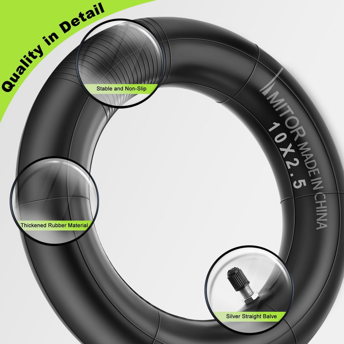 Amitor E Scooter inner tube 10x2.50 with 2 tire levers, 10 inch tube durable for Ninebot MAX G30D/G30D 2/G30/G30P/G30LP, 60/70-6.5 tube thickened with silver straight valve, 2PCS
