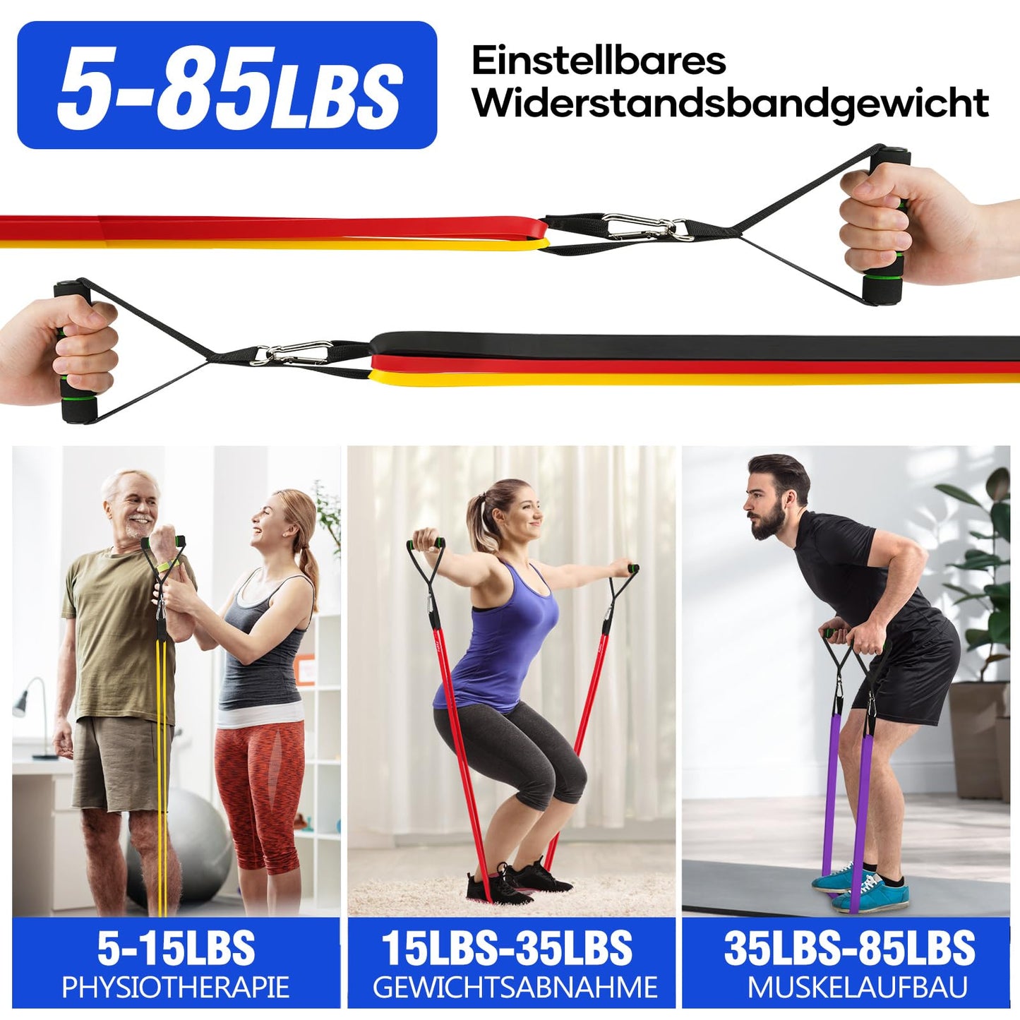 Fokky Fitness Bands Resistance Bands Set with 4 levels, resistance bands with door anchor, handles, protective sleeve, carrying bag & workout guide, pull-up bands for stretching/yoga/pull-ups/strength training