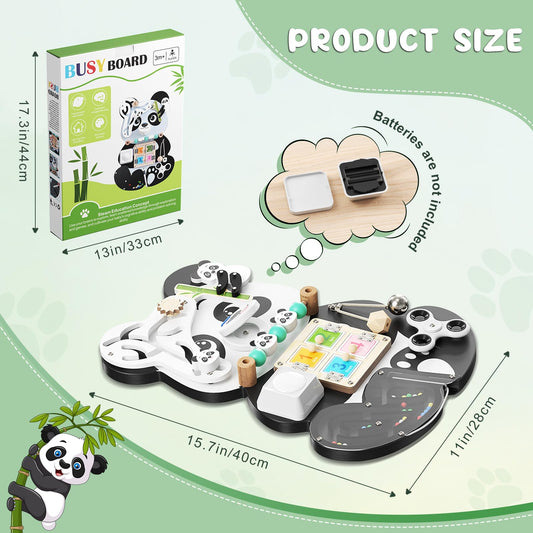 Yontwe Montessori Busy Board, sensory learning board for fine motor skills, handcrafted wooden sensory activity board, early education toy.