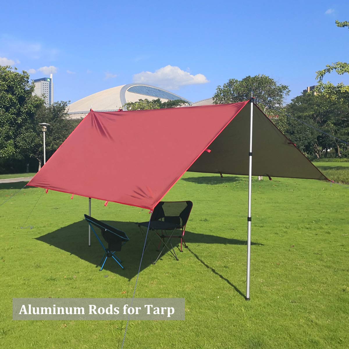 Tent poles, camping poles for tarps, awnings, canopies, porches, sun sails. Headroom, aluminum, adjustable telescopic, 90-230 cm (Silver).