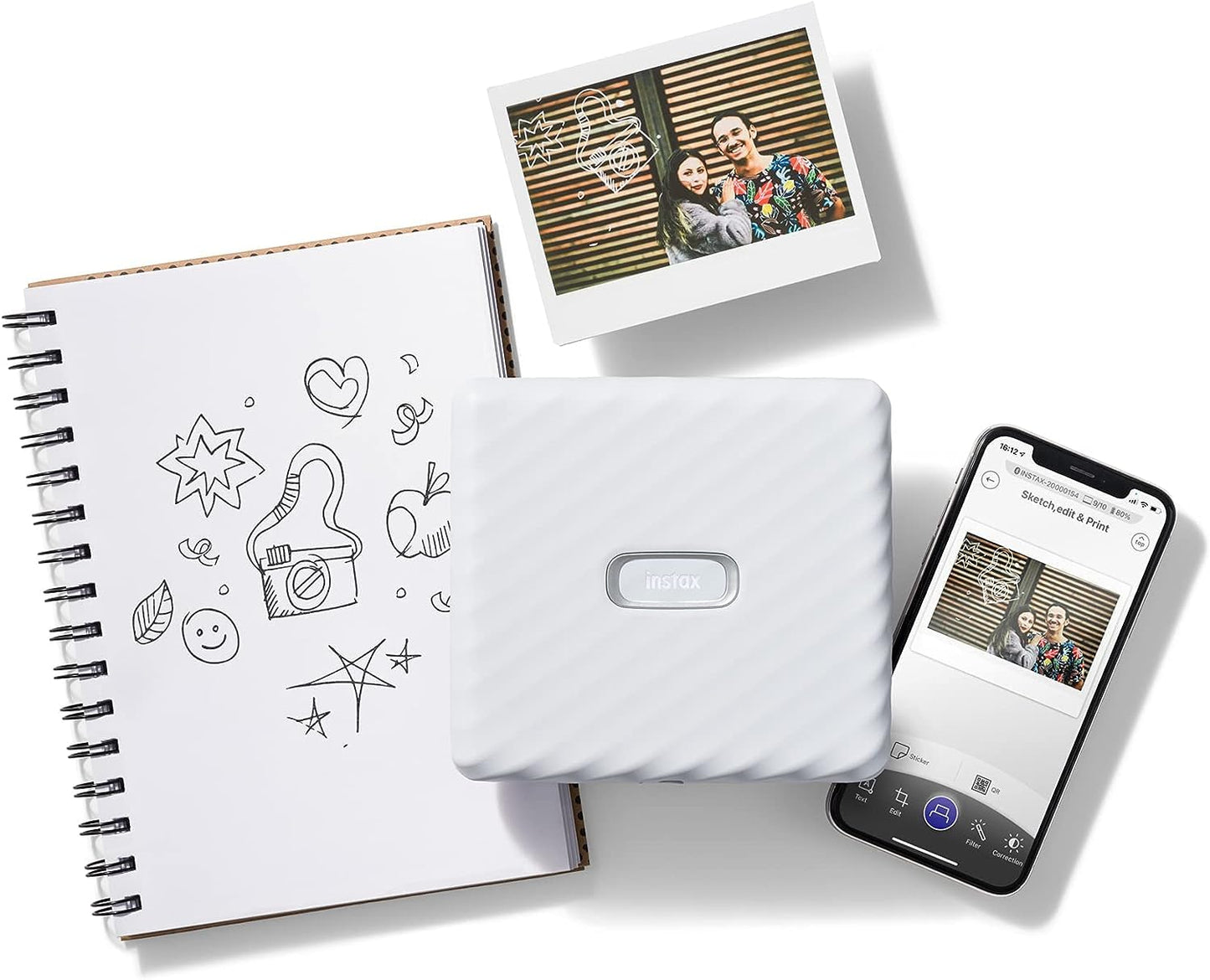 INSTAX LINK Wide Smartphone Printer, Ash White