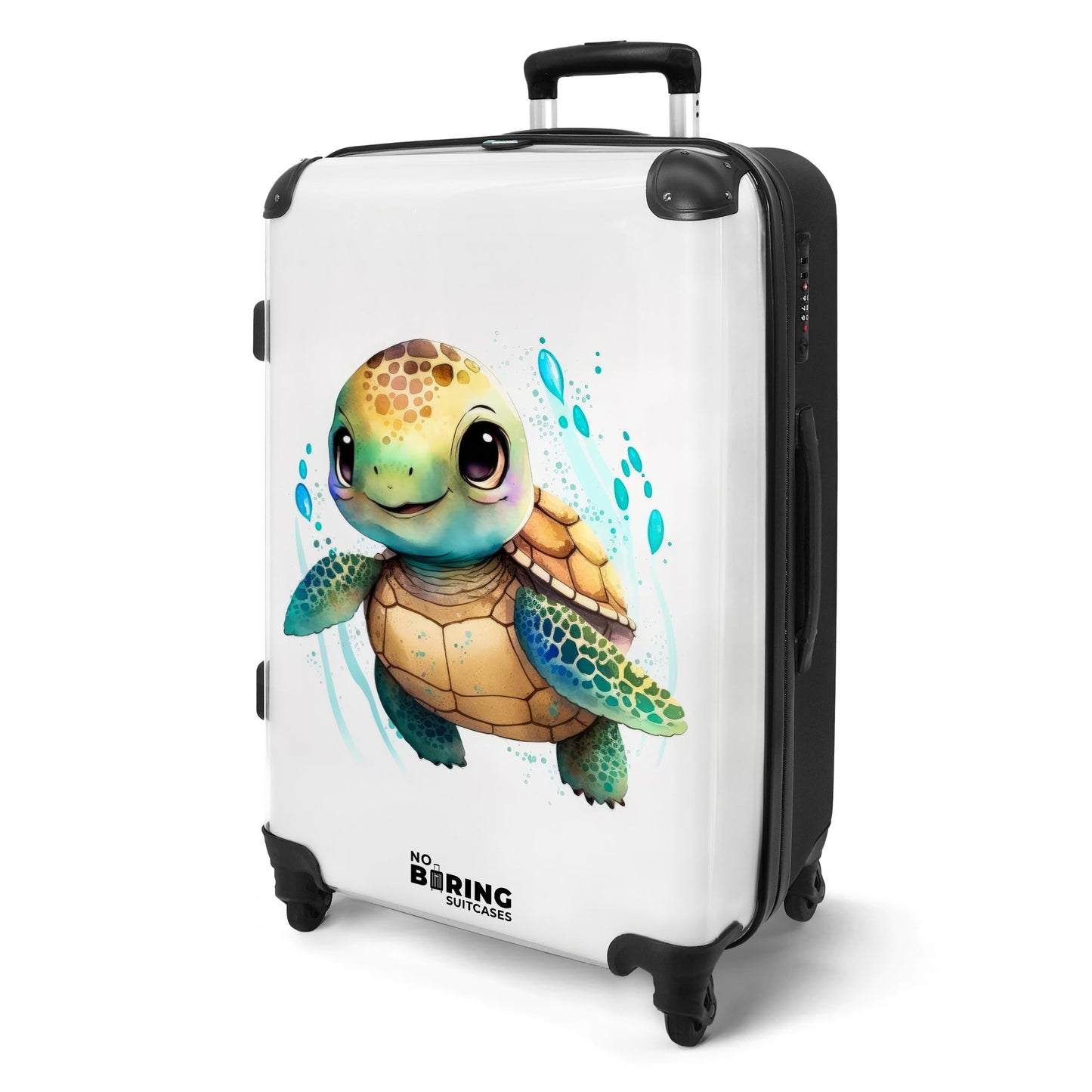 NoBoringSuitcases.com® Kids' travel suitcase Cabin Bag Large suitcase with wheels Gifts - Turtle - Watercolors - Animals - Kids' luggage suitcase medium-sized, 67x43x25cm.