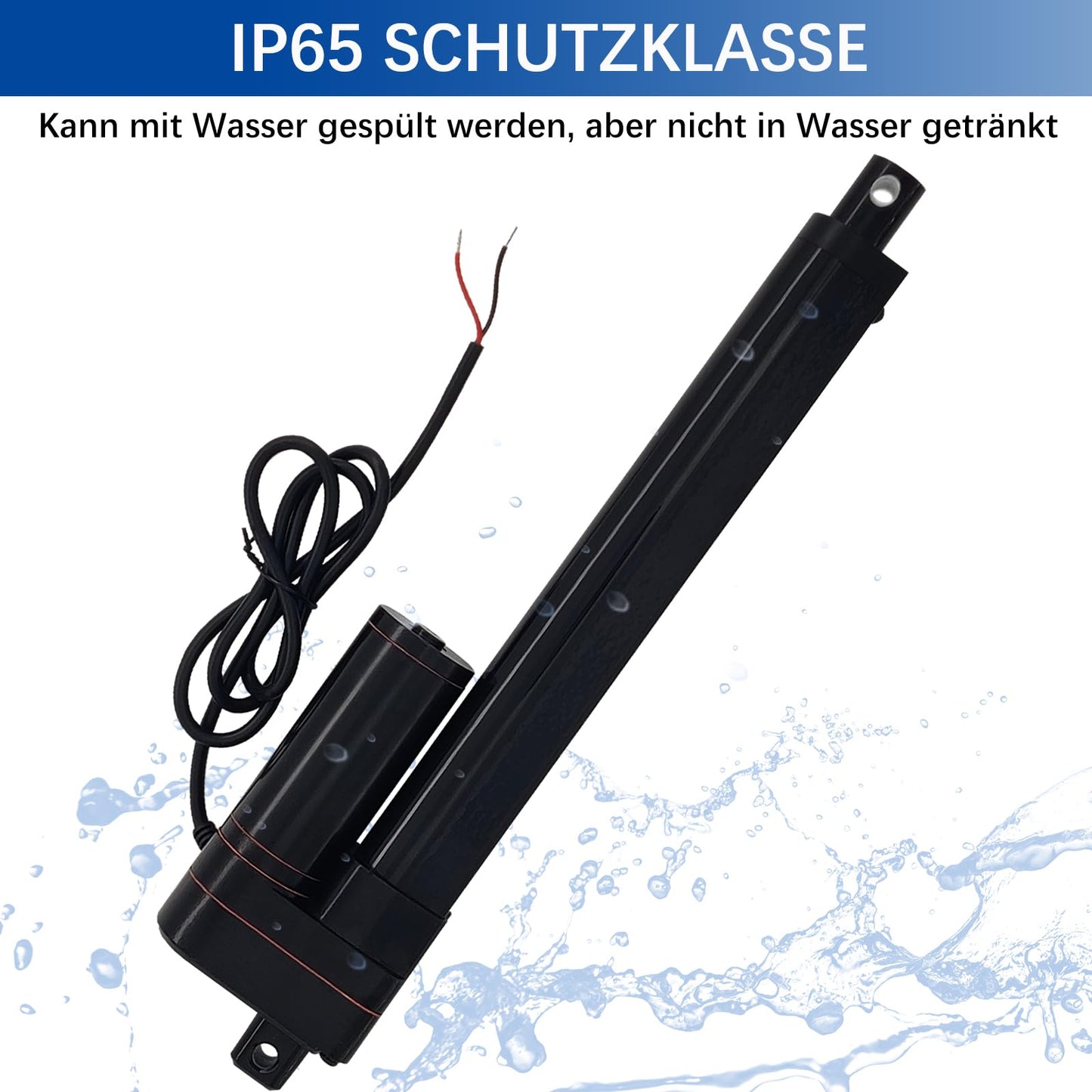 Jvnvlki 3000N 100mm Stroke IP65 Waterproof Linear Actuator 12V Linear Motor 5mm/s With Mounting Brackets for Cabinet, Window Opener, Door Opener, Home Automation