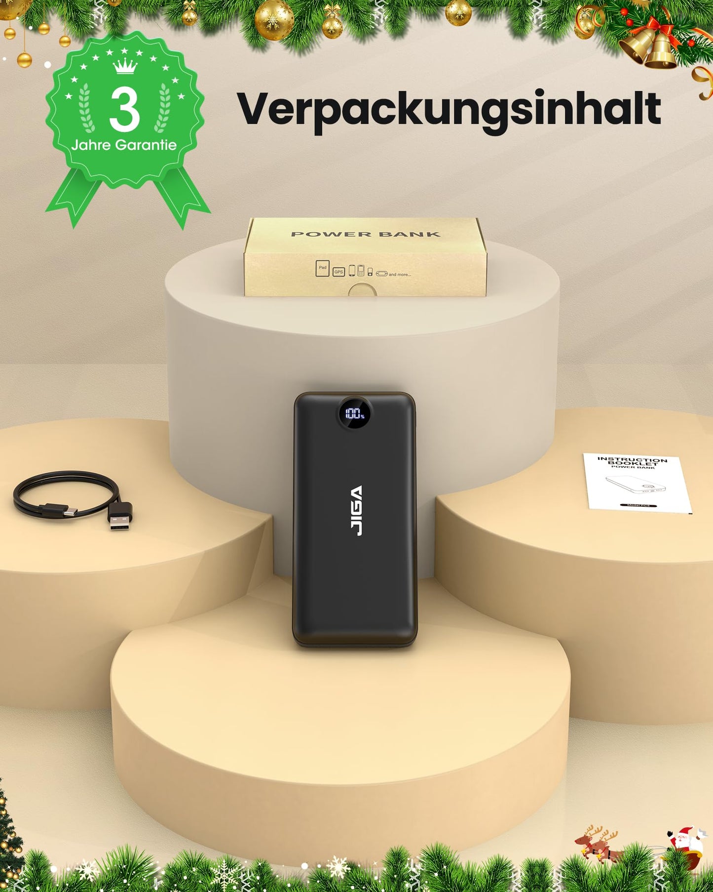 Power Bank 27000mAh Powerbank 22.5W External Battery, PD20W USB C Output Fast Charging Portable Charger for iPhone 16 15 14 13Pro, Huawei, Samsung, etc.