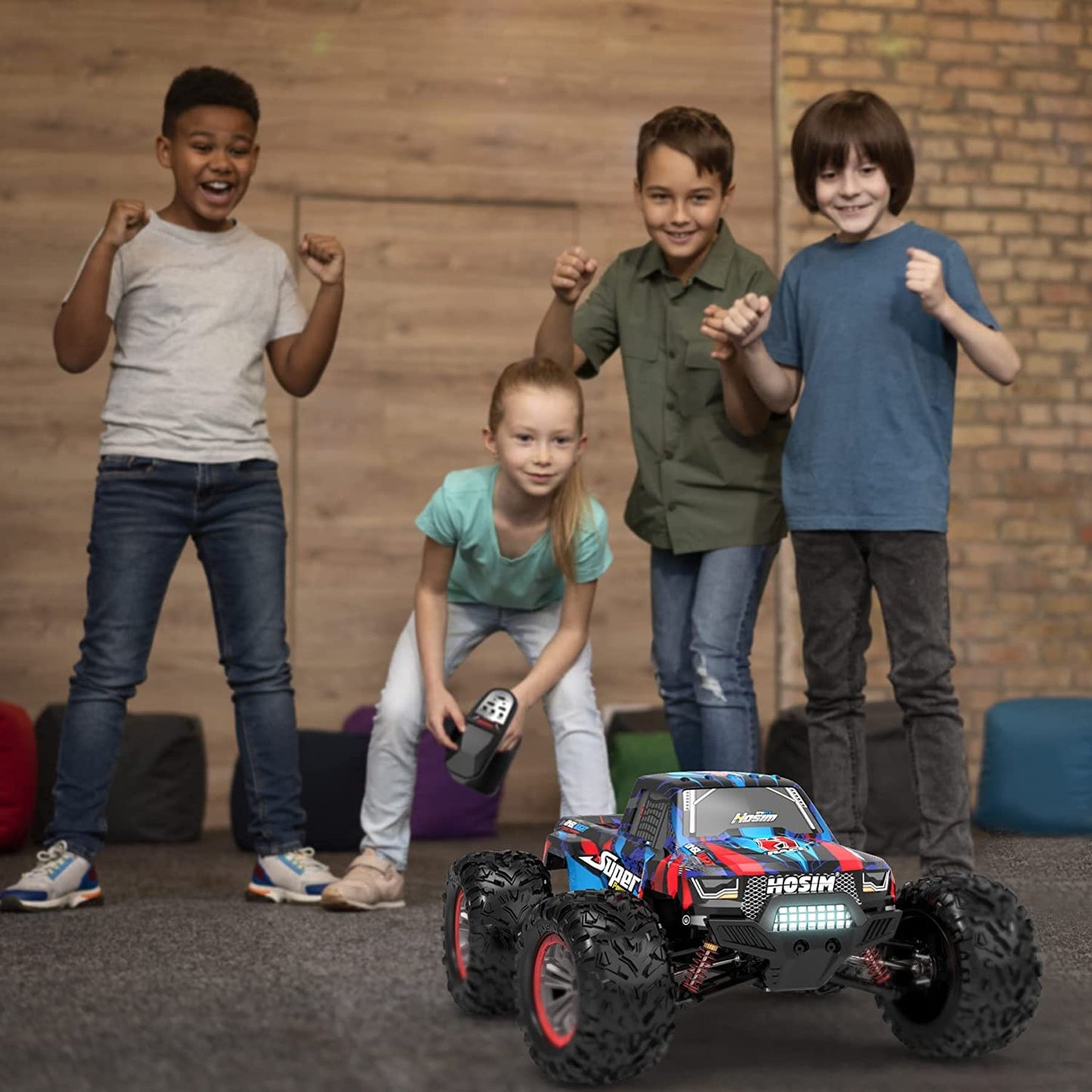Hosim RC Car, 1:10 Brushless Remote Control Car 68+ km/h, RC Drift Car 4WD with 2 Batteries, Offroad Electronic Toy for Kids and Adults (X08)