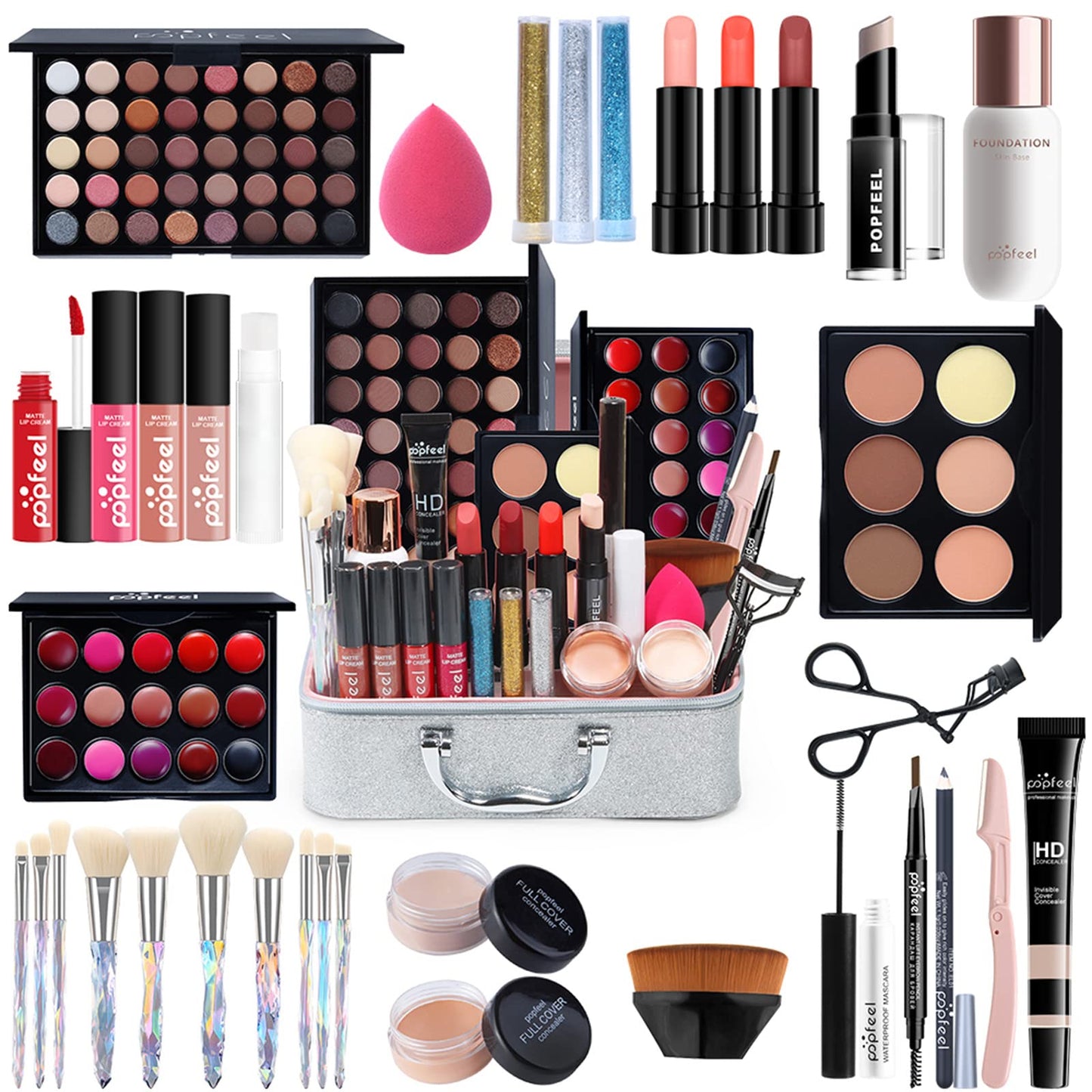 All in One Makeup Set, Makeup Sets, Makeup Kit for Women, Makeup Set Starter Kit Cosmetic Makeup Set with Eyeshadow Palette, Lipstick, Eyeliner, Mascara, Brushes For Women Girls