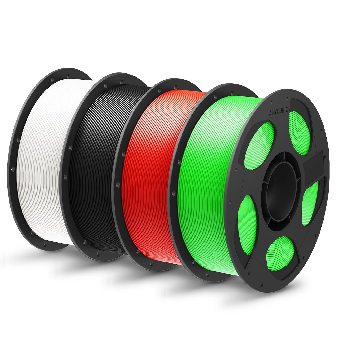 ANYCUBIC PLA+ 1.75mm Filament, Refill PLA Plus Filament and Spool Kit, High Toughness and Precision - 3D Printing Materials, Intelligent Identification, 4KG Black White Red Green Lightning.