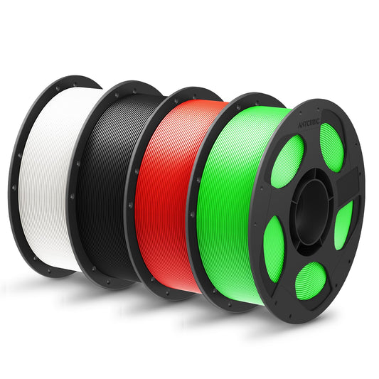 ANYCUBIC PLA+ 1.75mm Filament, Refill PLA Plus Filament and Spool Kit, High Toughness and Precision - 3D Printing Materials, Intelligent Identification, 4KG Black White Red Green Lightning.