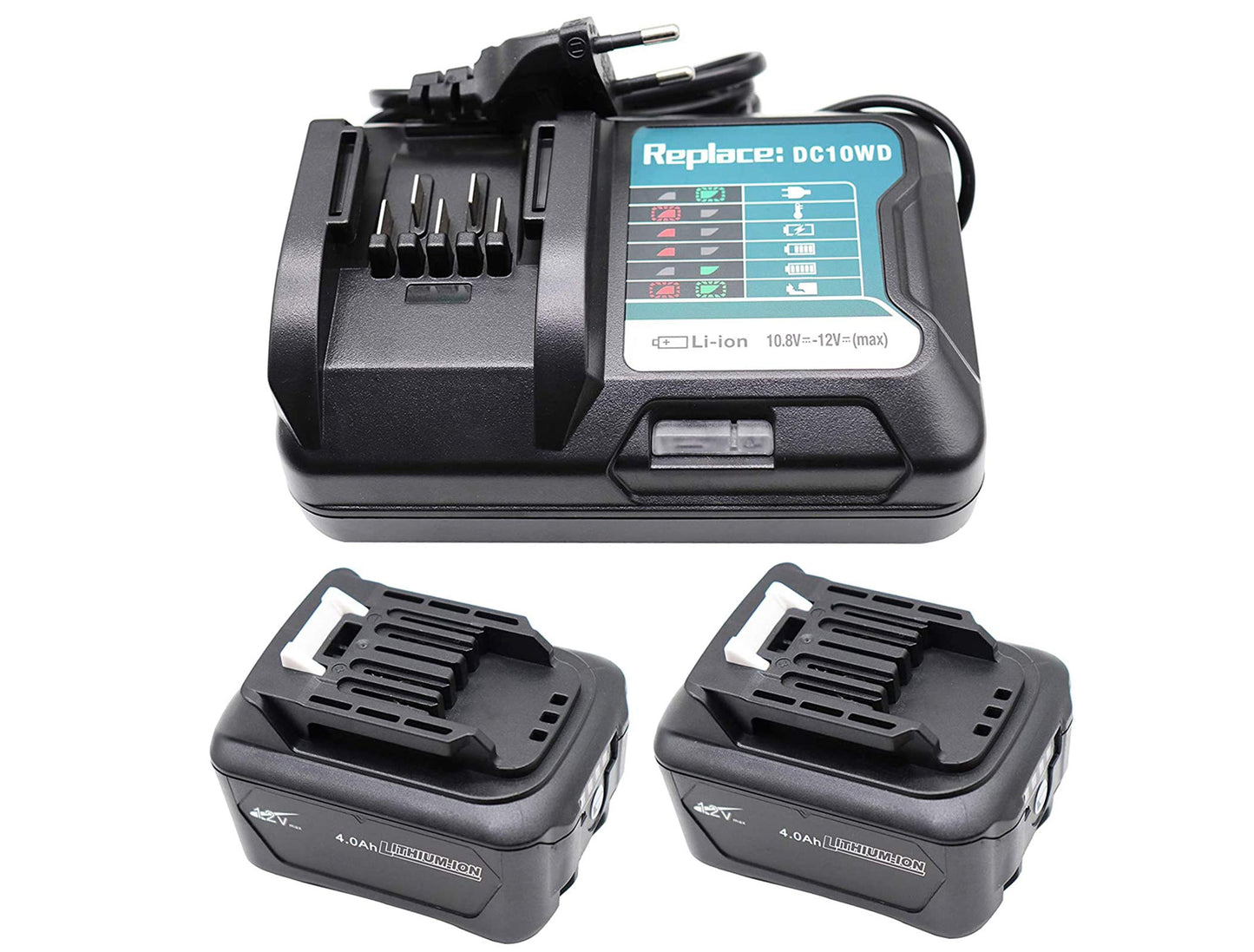 2 pieces of BL1041B 4.0Ah battery with charger 10.8V-12V DC10WD DC10SB for Makita 12V battery BL1015 BL1041B BL1021B BL1016 4000mAh