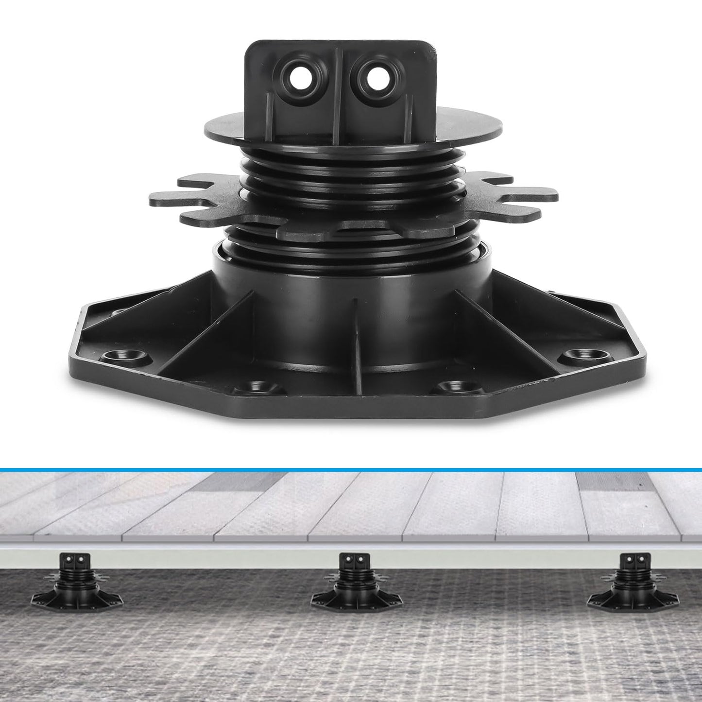 Jiubiaz 10 x Adjustable Pedestal Supports Height Adjustable 18-140 mm for Terrace Substructure Wood WPC, Size: 30-60 mm