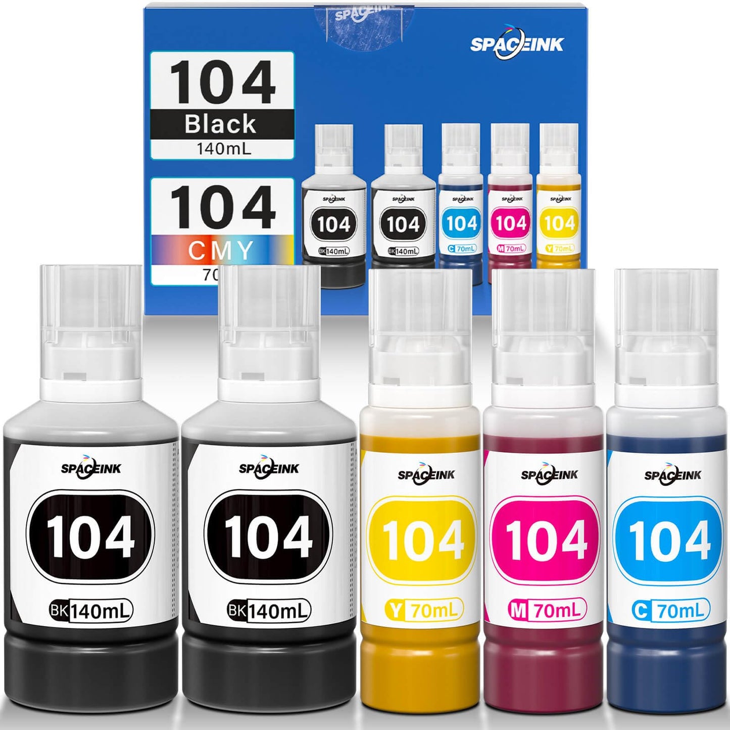 Ink 104 Multipack compatible for Epson 104 ink ET-2820 ET-4800 ET-2870 ET-2810 ET-2862 ET-2826 ET-2856 ET-4810 ET-2811 ET-2812 ET-2814 ET-2815 ET-2821 ET-2710 ET-2711 Printer (2Black, C, M, Yellow)
