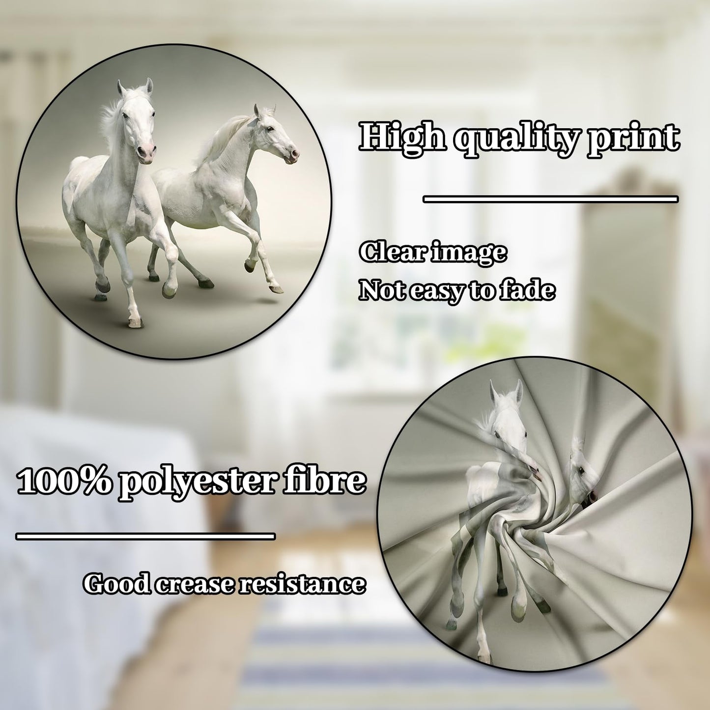 IUNTWEIE Horse Bedding 135x200, 3D Horse Bedding Sets with Zipper, Super Soft Comfortable Microfiber Bedding, 3-piece Duvet Cover 135 x 200 cm + 2 Pillowcase 50 x 75 (Horse-4, 135x200cm)