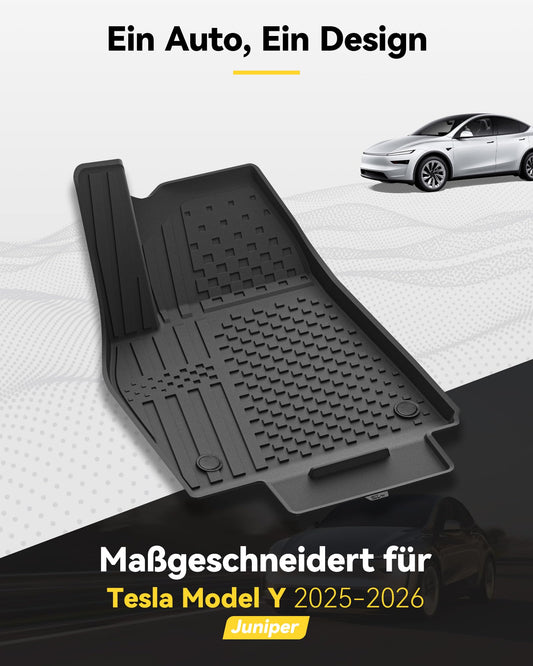 3W Tesla Model Y New 2025 2026 Juniper Floor Mats and Cargo Liner, TPE All-Weather Custom Fit Floor Mat 1-2 Rows and Cargo Mats Complete Set Tesla Model Y 2025 2026 Car Floor Mats Accessories