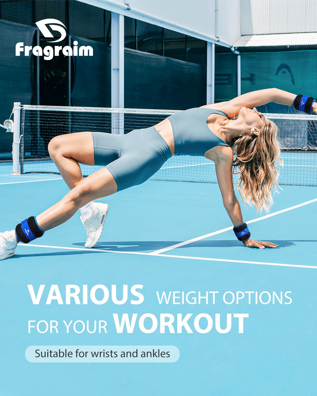 Fragraim ankle weights, wrist weights 4KG 1 pair, leg weights, weight cuffs hand and foot weights - for fitness, exercising, running, gymnastics.