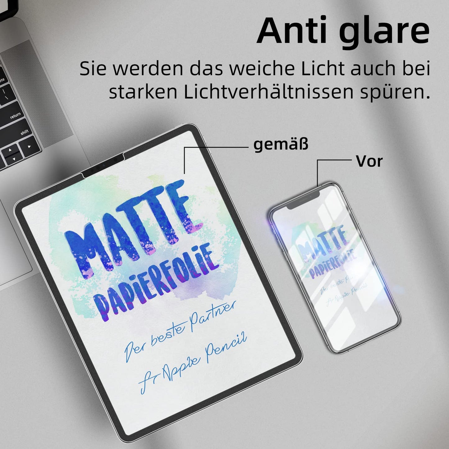 3 pieces matte paper film compatible with iPad 7th/8th/9th generation (10.2 inches, 2019/2020/2021). PET screen protector for writing and drawing, providing a glare-free feel.