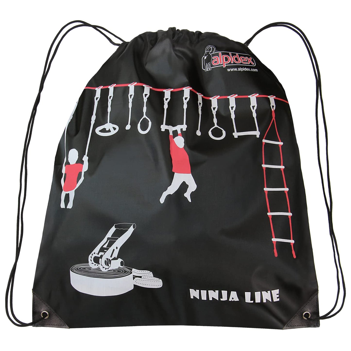ALPIDEX Ninja Line Kids Slackline Obstacle Set Gymnastic Rings Rope Knot Swing Climbing Ladder Accessories Expandable Warrior Course 7 Year Warranty on Material*, Style: Max