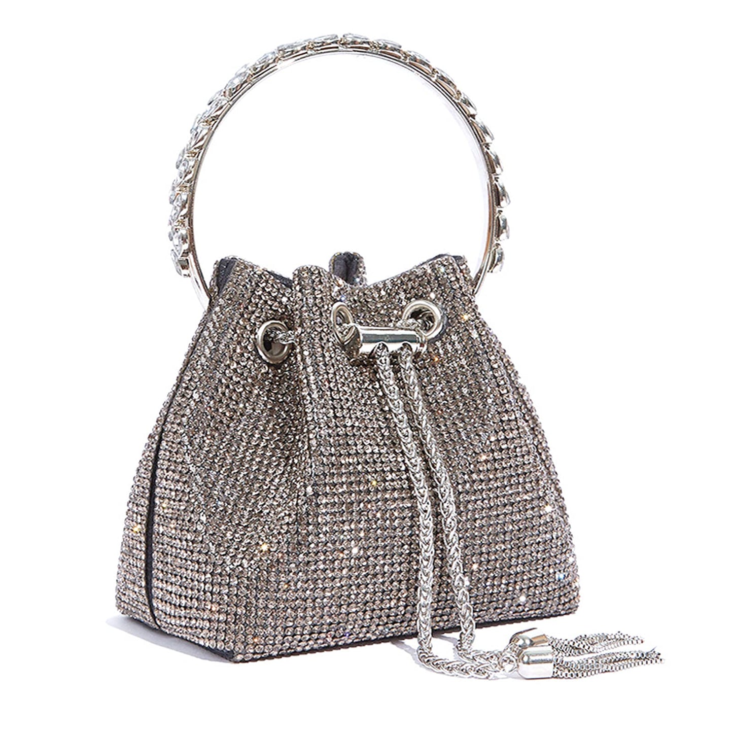 NICOLE & DORIS Women's Bag Rhinestone Elegant Handbag Clutch Glitter Evening Bag Bucket Bag Purse Rhinestones Shoulder Bag for Wedding Party Leisure Silver