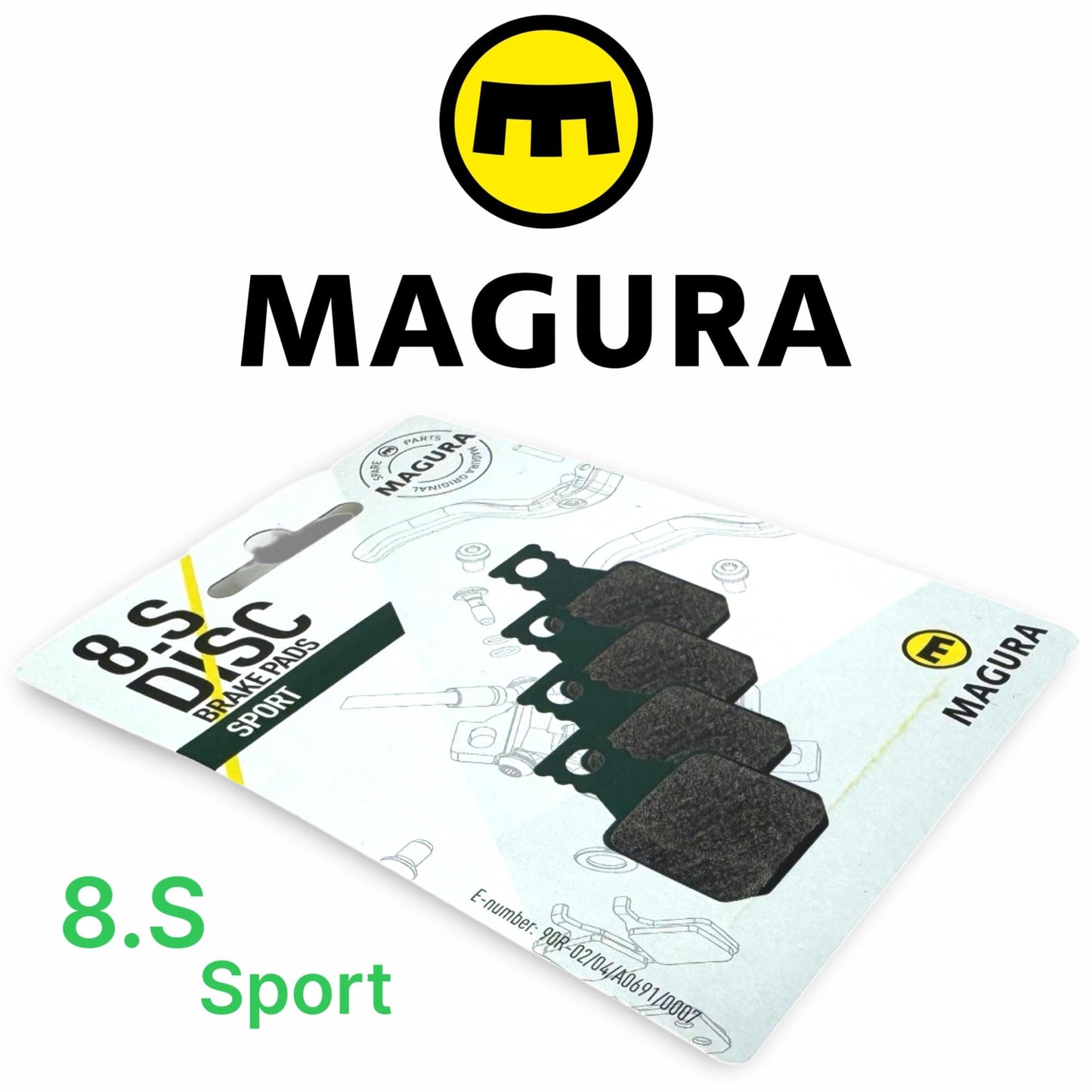 Magura MT Original Bike Hydraulic Disc Brake Replacement Disc Brake Pads for MT 5 7 Trail I Brake Pads I MTB I Ebike I Tour I (8.S (4 piston) Green Sport)