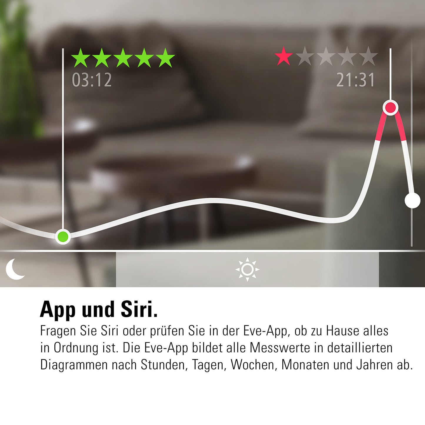 Eve Room (Apple Home) - Room climate & air quality monitor for clean and healthy air, measures pollutant concentration, temperature, and humidity, live healthy, Thread.