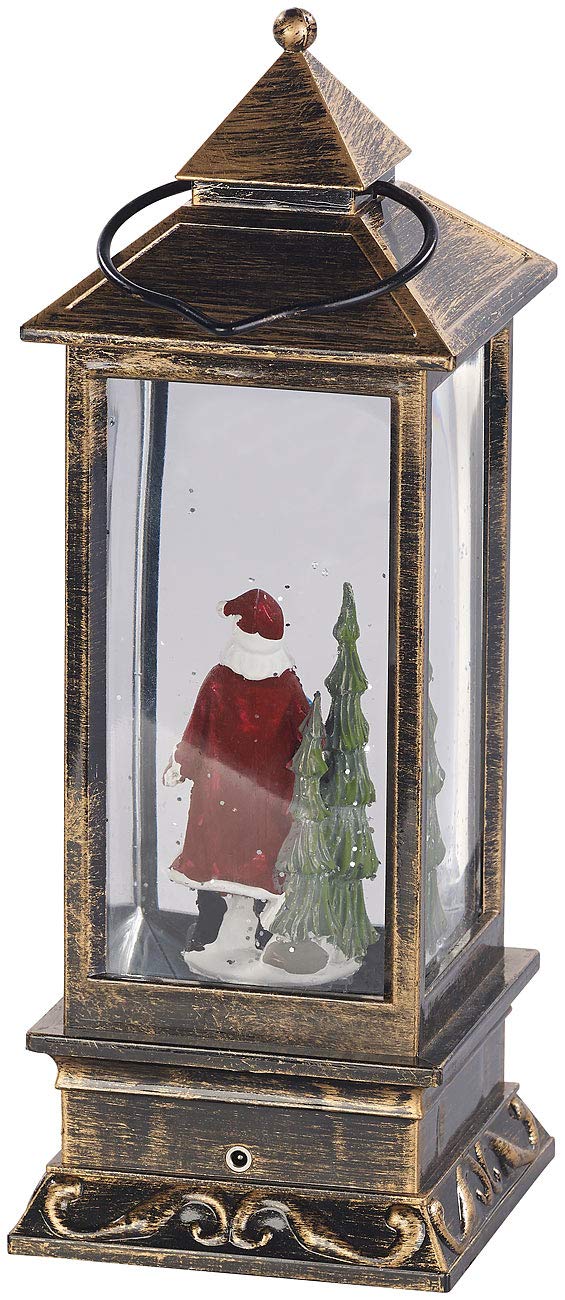 infactory Christmas Lantern: LED lantern with snow swirl and decorative Santa Claus, warm white (lantern Christmas, LED with snowstorm, Christmas ball)