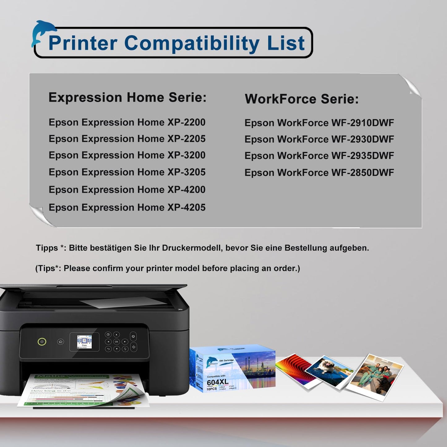 GoToners 604XL cartridges compatible with Epson 604 XL printer cartridges for Expression Home XP-3200 XP-3205 XP-4200 XP-4205 XP-2200 XP-2205, Workforce WF-2910 WF-2930 WF-2935 WF-2950 (10-pack)
