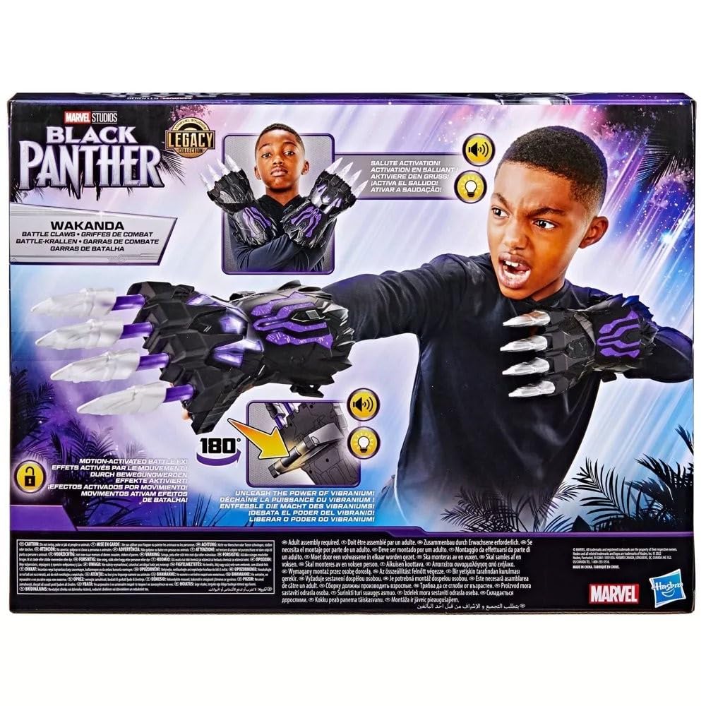 Marvel Hasbro Studios presents Black Panther Legacy Collection Wakanda Claws, roleplay toy for kids and girls aged 5 and up.