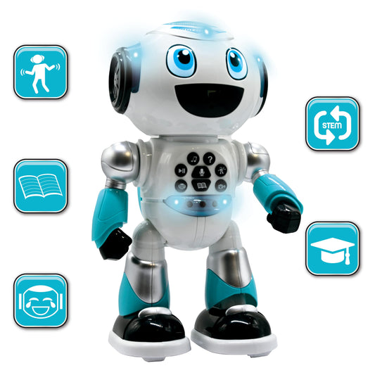 Lexibook - Powerman Advance - Remote-controlled Robot, Interactive and Educational Toy for Kids Walks, Dances, Plays Music, Makes and Tells Stories, STEM Programmable - ROB28DE, German