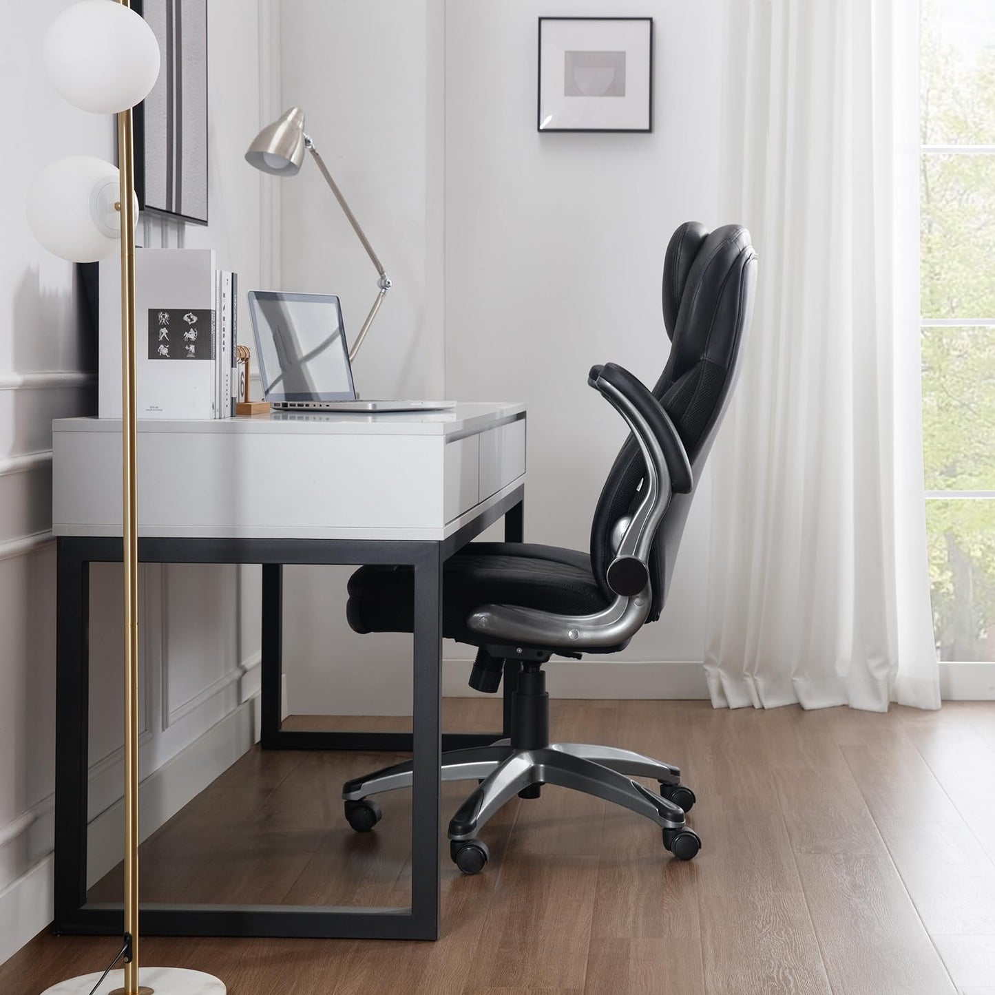 WOLTU office chair 440lbs, ergonomic desk chair, executive chair with headrest and armrests, height adjustable office chair for office conference room, faux leather, black.